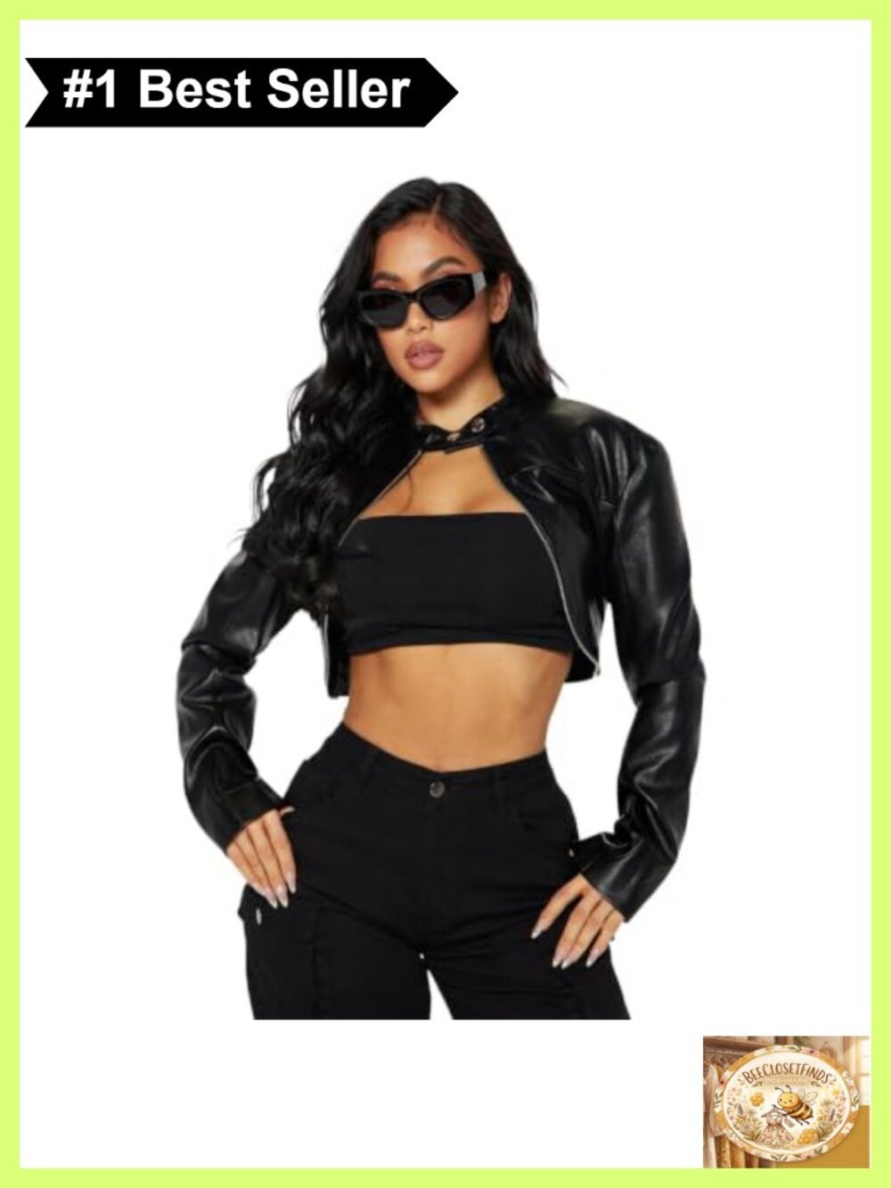 Cropped Faux Leather Jacket Open Front Bolero Moto Biker Y2K Women